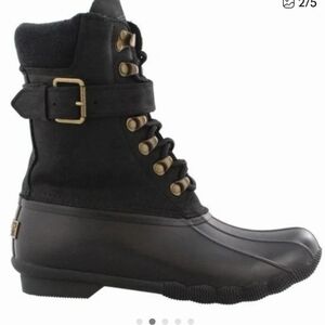 Sperry Shearwater Black Winter Boots with Gold Accents Sz 7m NIB Waterproof